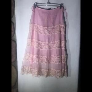 Vintage pink lace below the knee skirt